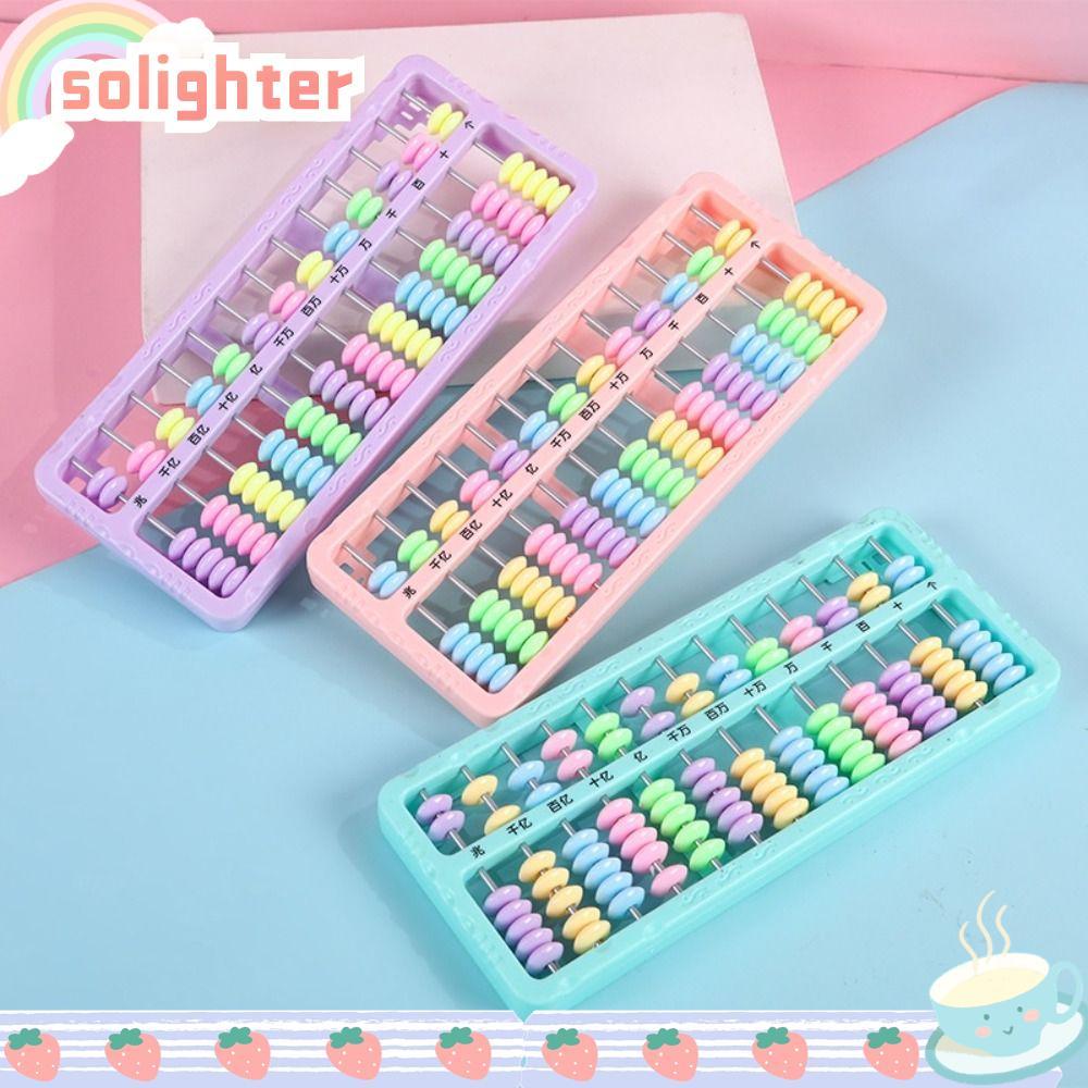 SOLIGHTER ลูกคิดพลาสติก, สี่เหลี่ยมผืนผ้า 13/15 หลักลูกปัดคํานวณ, Montessori สีดําสีฟ้าสีชมพูพลาสติกนับลูกคิดในช่วงต้นคณิตศาสตร์