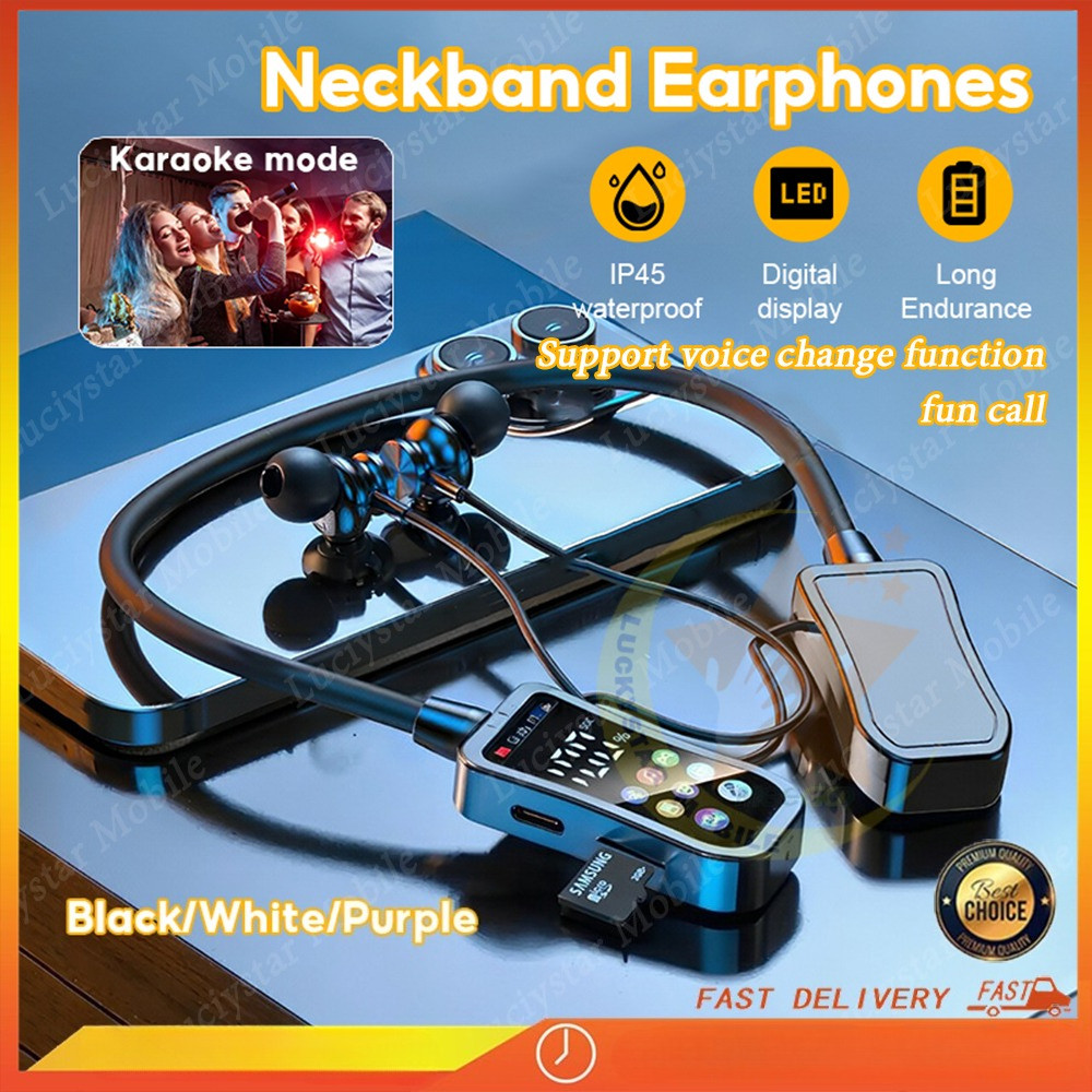 สายคล้องคอแม่เหล็กบลูทูธ 5.4 หูฟังเปลี่ยนเสียง/9D เบส IP45 กันน้ํา Dual TF/บลูทูธ โหมด LED clavicle挂