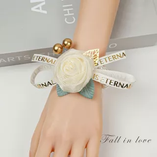 Feiyangดอกไม้ข้อมือเพื่อนเจ้าสาว สายรัดข้อมือลายดอกกุหลาบแสนโรแมนติก สร้อยข้อมือเพื่อนเจ้าสาวสุดประณีต แฟชั่น