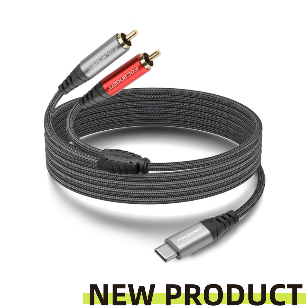 สายสัญญาณเสียง USB C ถึง RCA, Type-C ถึง RCA ชายกับชาย Y RCA Splitter, 2RCA แจ็ค USB-C สายสัญญาณเสียงใช้งานร่วมกับ iPhone 15 Pro Max/15 Pro/15 Plus, iPad Pro, Samsung S23, Pixel 7 โปร
