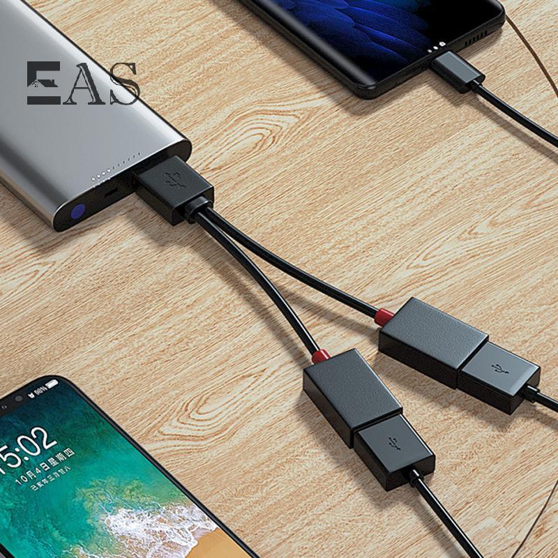 [EA] 1 In 2 Out USB HUB Car USB Splitter Cable มัลติฟังก์ชั่นอะแดปเตอร์สายไฟสายชาร์จสําหรับ Android 