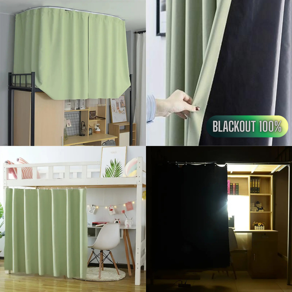 ผ้าม่านเตียงชั้นบน ผ้าม่านกันแสง100% Blackout ผ้าม่านกั้นห้อง สำหรับห้องนอน ม่านหน้าต่าง ม่านประตู