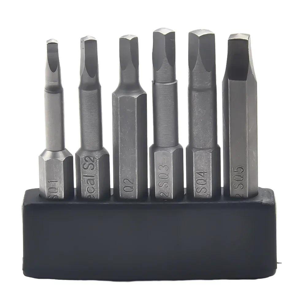 6pcs 50mm SQ1-SQ5 Magnetic Screwdriver Bits Square Head Hex Shank For Electric Drill Driver Repairin