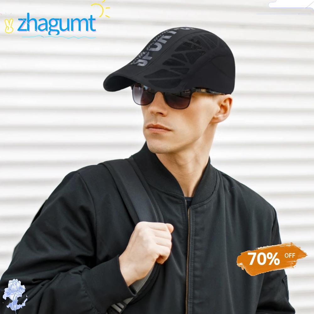 ZHAGUMT366 Ivy ฤดูร้อนเบสบอลหมวก,กอล์ฟขับรถขี่จักรยานกีฬา Breathable Men Quick Dry หมวก,คุณภาพสูงพิมพ์ Newsboy ตาข่ายแบน Sunhat