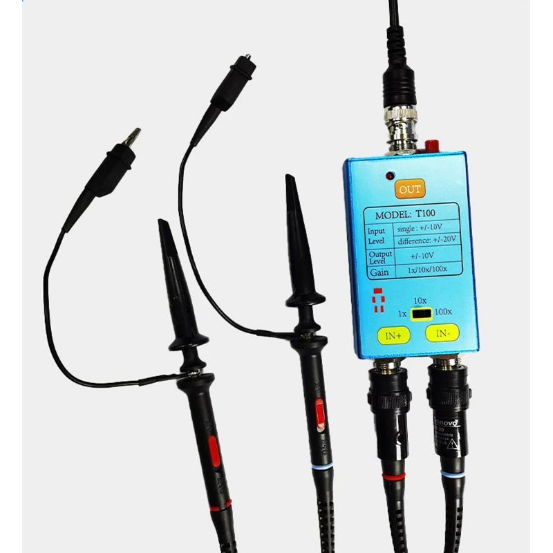 ใหม่ 10MHz แบนด์วิดท์ Oscilloscope Differential Probe DDS Gain Split Probe เครื่องขยายสัญญาณ 100x 10