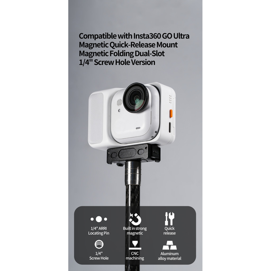 BGNING เข้ากันได้กับกล้อง Insta360 GO Ultra อะแดปเตอร์ฐานแม่เหล็กแบบปลดเร็วสําหรับเมาท์ขยาย