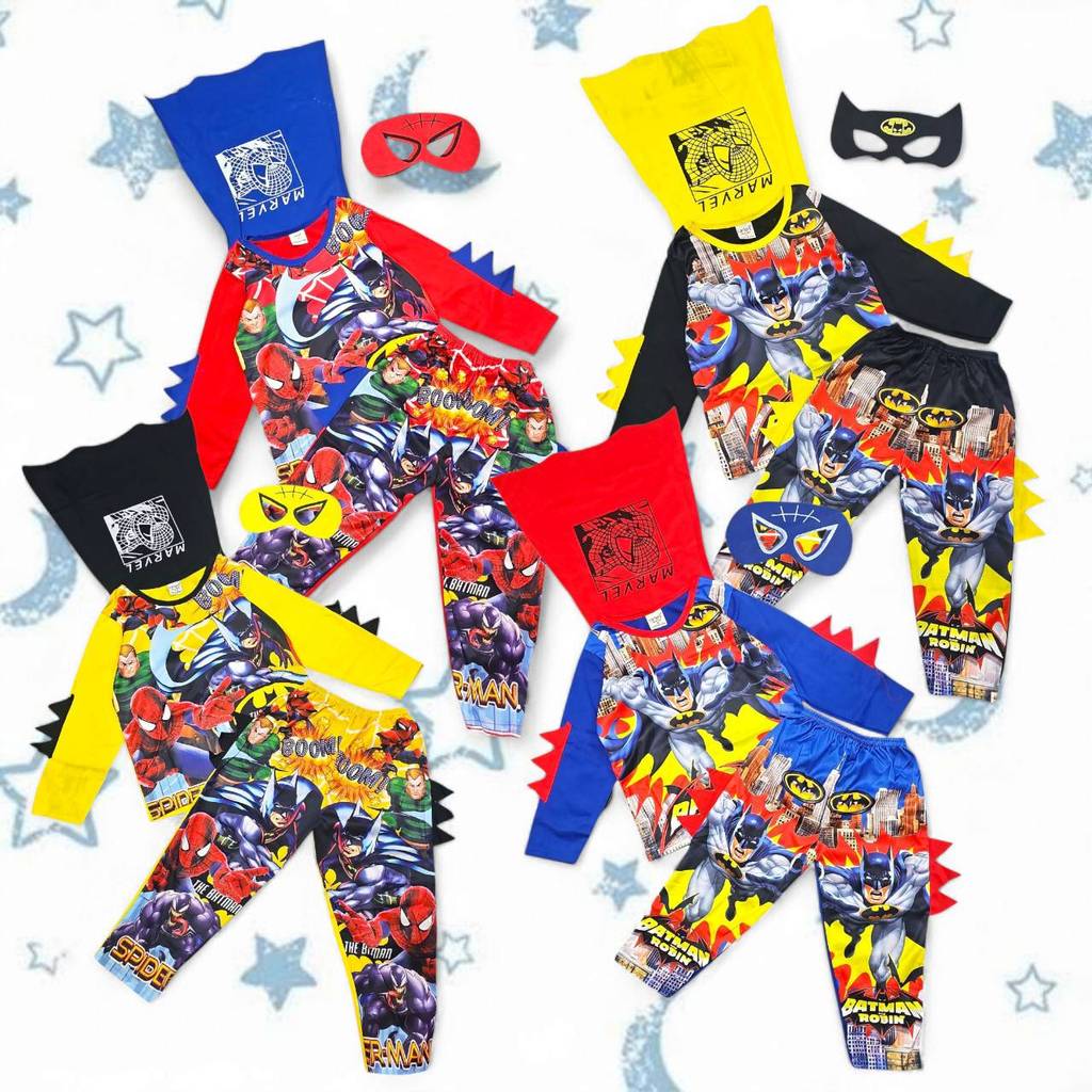 ชุดเด็กผู้ชาย ชุดเสื้อแขนยาว+กางเกงขายาว มีปีก มีหน้ากาก ลายการ์ตูน 1 - 4 ขวบ HER0012