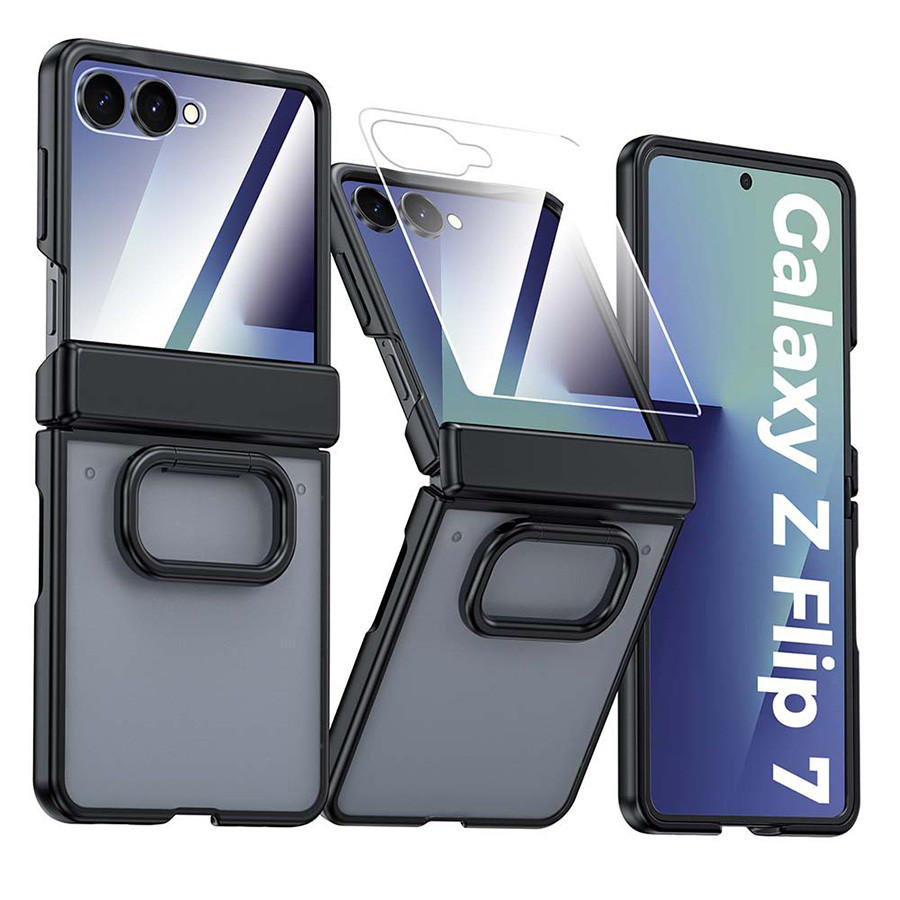 สําหรับเคสโทรศัพท์ Samsung Galaxy Flip 7 Flip7 ฟิล์มเปลือกเคสในตัวที่วางแหวนบานพับป้องกันการตก