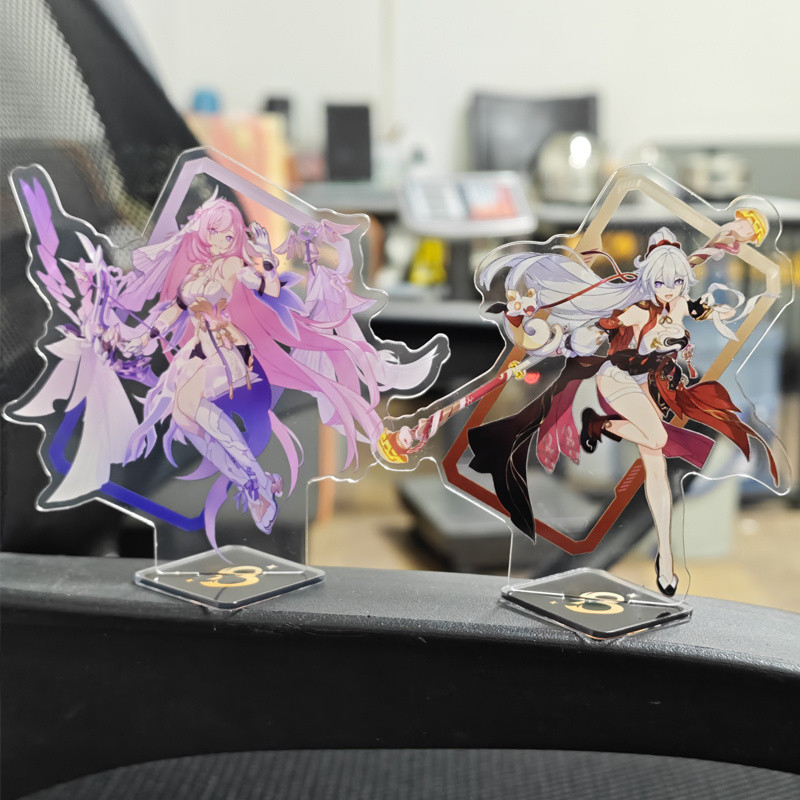 2 ชิ้น/เซ็ตเกม Herrscher Of Human: Ego โต๊ะแผ่นรุ่น Kiana Kaslana Elysia อะคริลิครุ่นของเล่นตัวเลขการกระทํา - รูปที่ 2