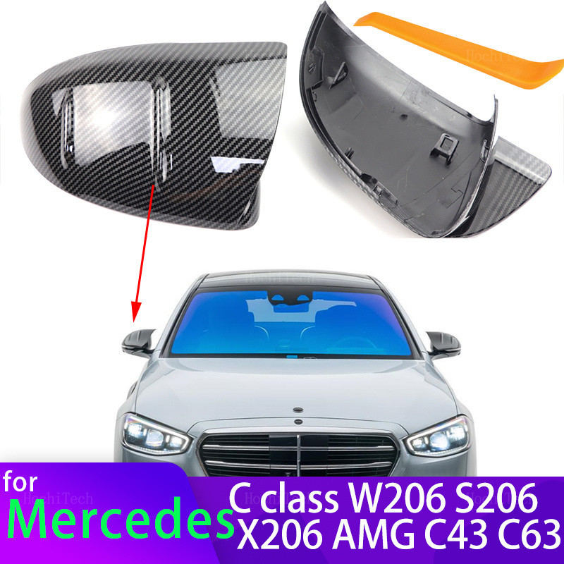 สําหรับ Mercedes-Benz C-Class C Class W206 S206 X206 AMG C43 C63 C 43 63 กระจกมองหลังกรณี Trim ผู้ถื