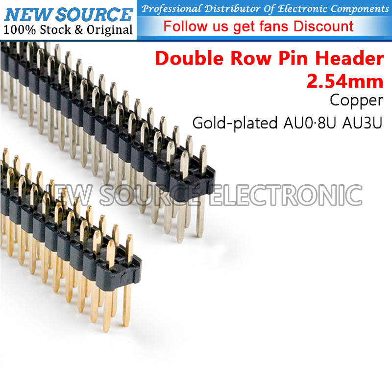 [1-10 ชิ้น] Double Row Pin Header 2.54 มม.2*40P Connector ทองแดง Gold-plated AU0·8U AU3U สําหรับ Ard