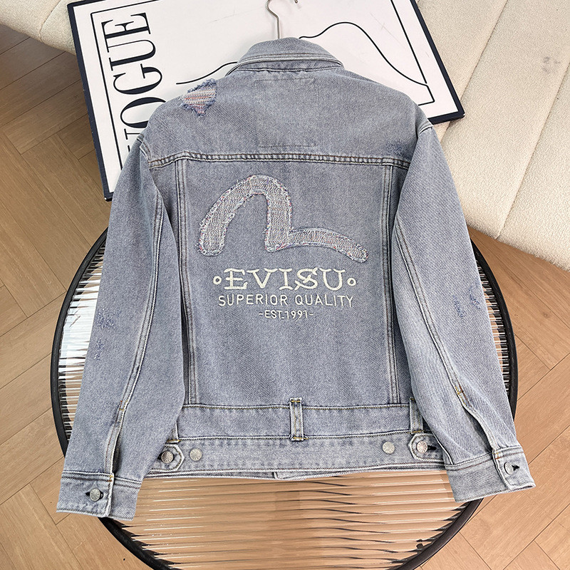 EVISU 2025Spring New Trendy Brand Men's Deconstructed Style Casual Denim Jacket