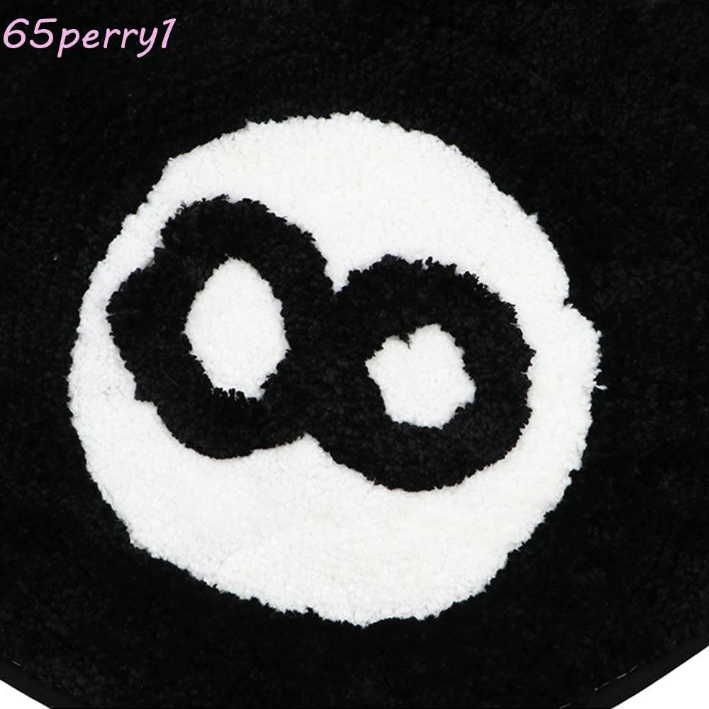 PERRY1 8 Ball Rug, รอบกันลื่น 8 Ball พรม, Creative Black Soft Plush 8 Ball Mat Hoom Decor