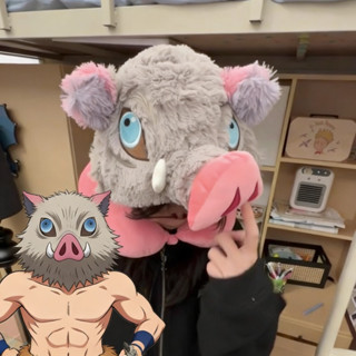 Plush Kimetsu No Yaiba Mouth Ping Yi Zhi Zhu Pig หมวกศีรษะ🐗 …