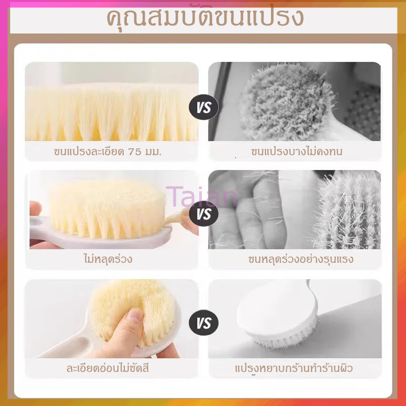 Taian ​แปรงอาบน้ำ แปรงขัดตัว แปรงถูหลัง สไตล์ญี่ปุ่น ด้ามยาว ขนแปรงนุ่ม ราคาถูก Shopee Lazada
