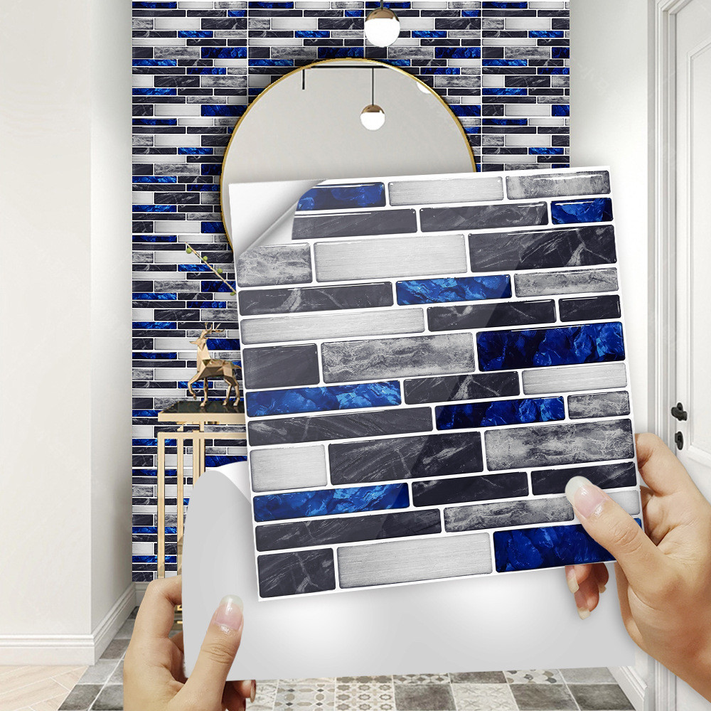 จําลองหินอ่อนนูนรูปแบบสติกเกอร์กระเบื้องบ้านตกแต่งใหม่ห้องครัวห้องน้ําตกแต่ง Self-Adhesive สติ๊กเกอร