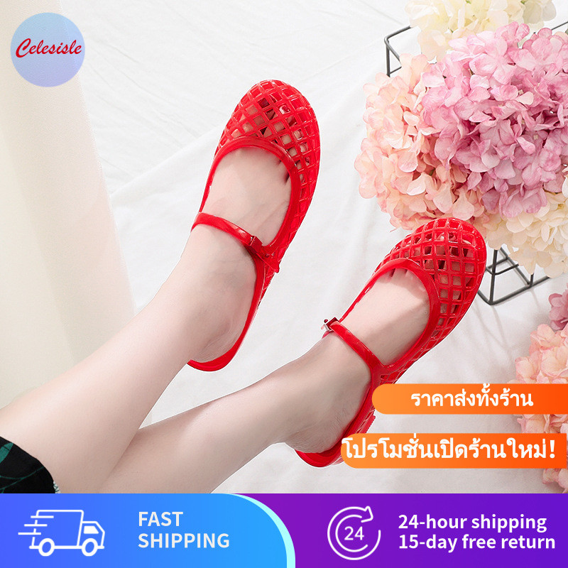 รองเท้าแตะสตรี ฤดูร้อน โปร่ง แฟชั่น พลาสติก พื้นแบน ระบายอากาศ ปากตื้น หัวหุ้ม เหมาะสำหรับใส่ทุกวัน ใส่เดินเล่น กันลื่น| FCC0 WS1 HS1 PRF1