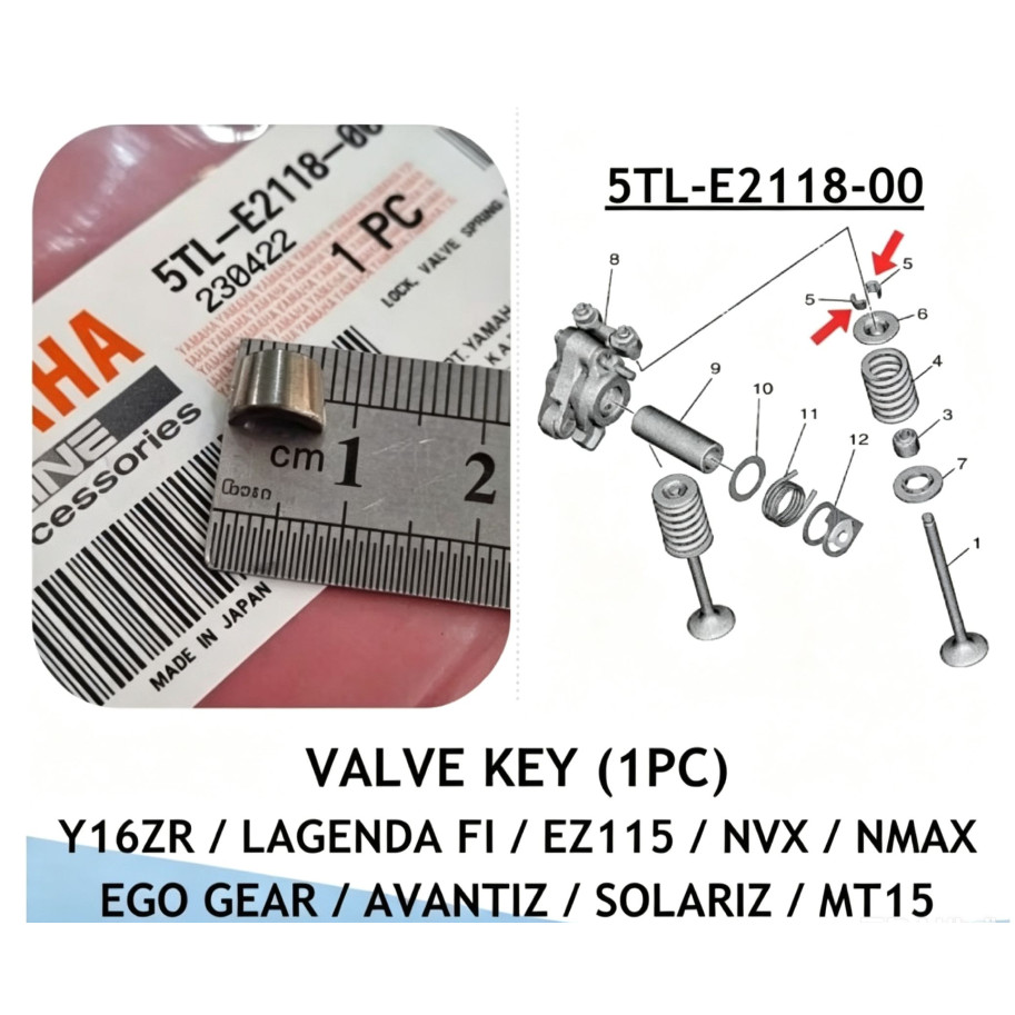 Y16 R15 MT15 NVX NMAX EGO AVANTIZ SOLARIZ [ 100% ] YAMAHA PARTS ( 5TL-E2118-00 ) วาล์วล็อค KEY & VAL