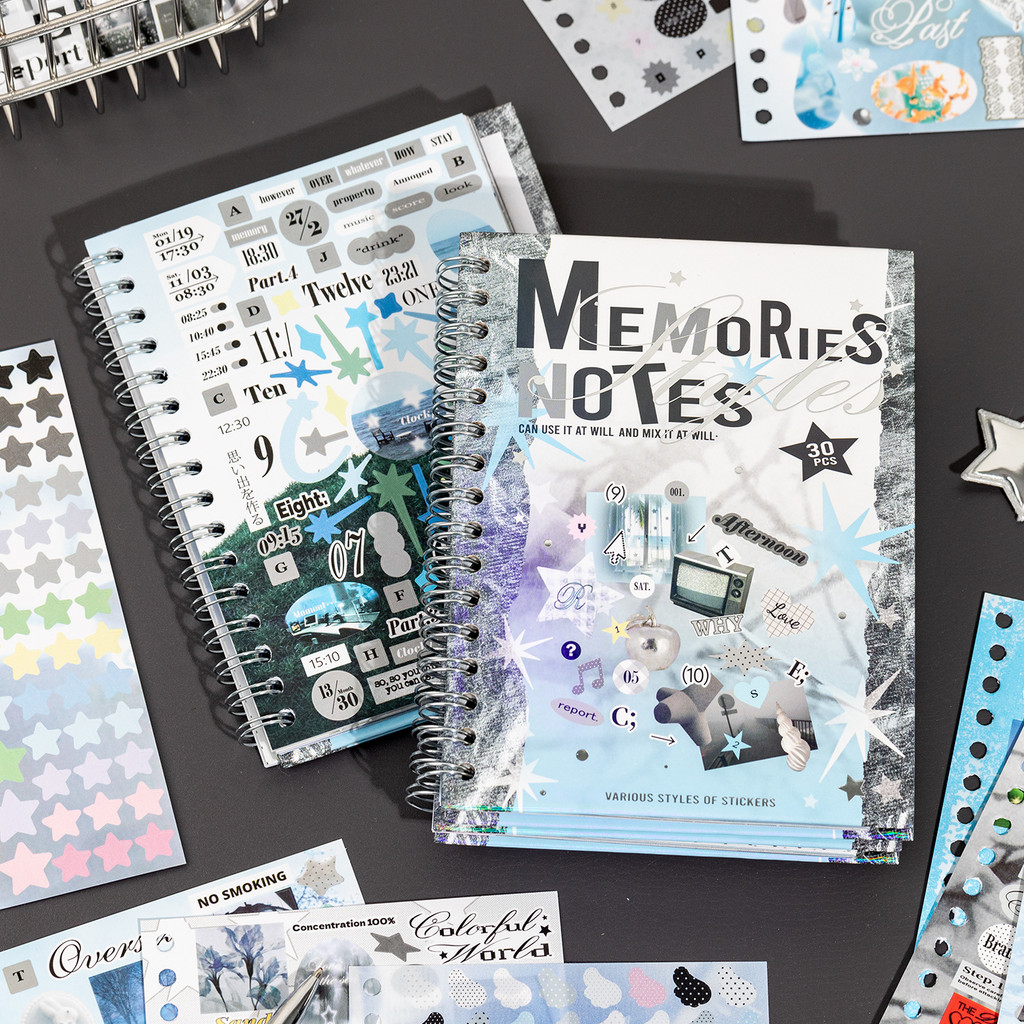 QOUZMO 30PCS Retro American Style Self-กาวPET & Artสติกเกอร์กระดาษDie-CutสมุดภาพJink Journal Photocard Planner Collage DIY Decor Dream Isle Collection Series