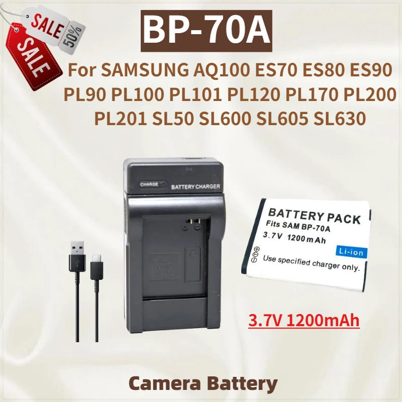 ใหม่คุณภาพสูง 3.7V 1200mAh BP-70A แบตเตอรี่ + Type-C สําหรับ SAMSUNG PL90 PL100 PL101 ES70 ES80 ES90