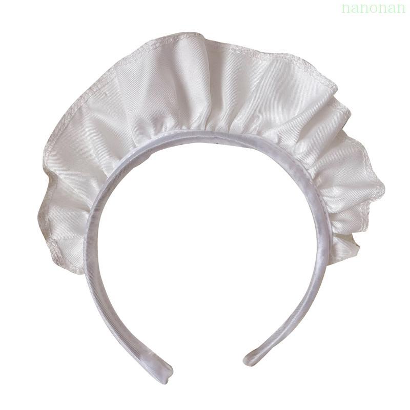 Nan Girls Wide Ruffled Headwear สีขาวแม่บ้าน Headbands หวานอะนิเมะ Headpieceการ์ตูนอะนิเมะคอสเพลย์เครื่องประดับผม