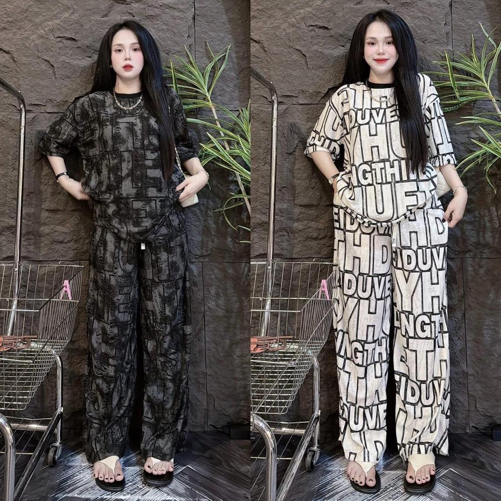 babypartys No.C2310 ชุดเซ็ท2ชิ้น เสื้อแขนสั้น+กางเกงขายาว พิมพ์ลายตัวอักษร เสื้อผ้าแฟชั่น