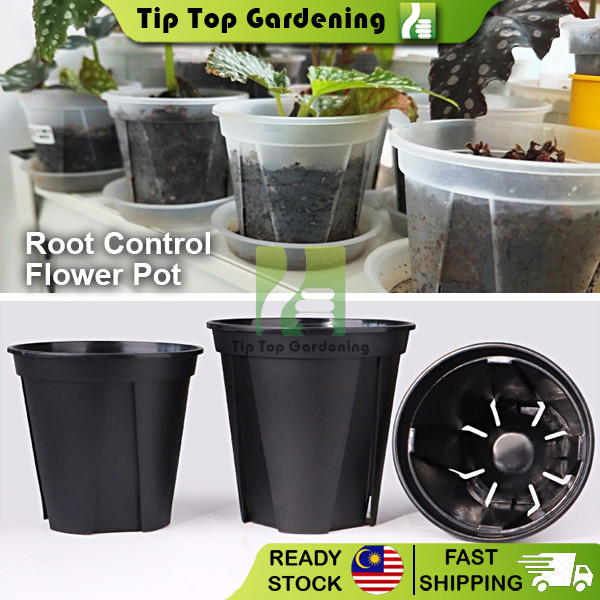 Orchid Pot พร้อมจานรอง Root Control Flower Pot กระถางดอกไม้โปร่งใส / Pasu Bunga Berkebun