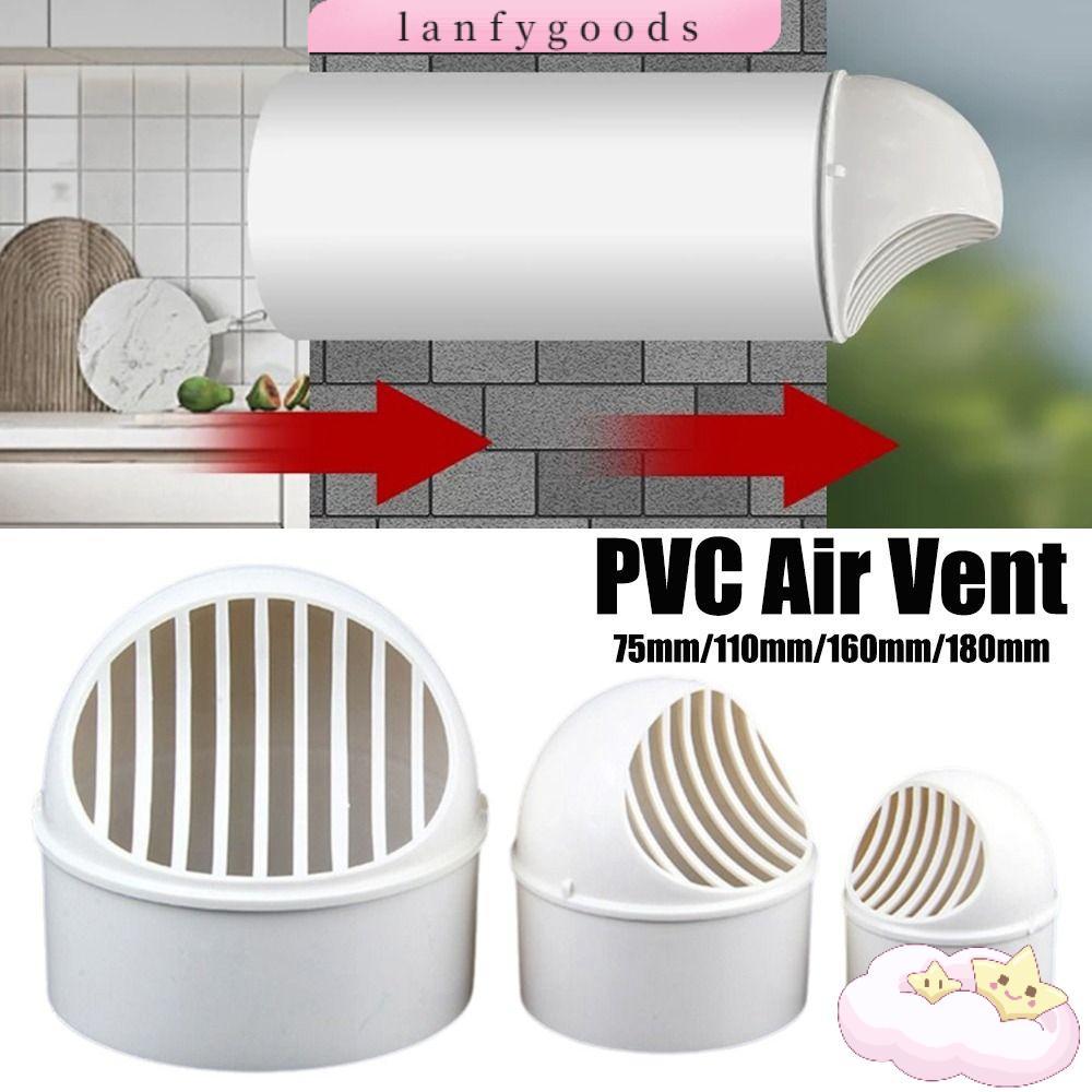 LANFYGOODS การระบายอากาศท่อ, ช่องระบายอากาศ PVC ทรงกลมครึ่ง, ฝาครอบกระจังหน้าไอเสียเพดานผนัง