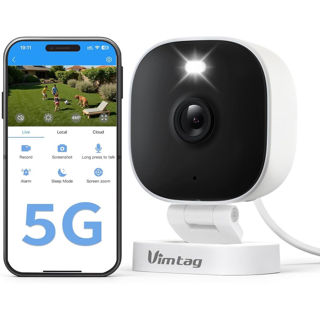 Vimtag กล้องรักษาความปลอดภัยกลางแจ้ง 2.5K, กล้อง Wi-Fi อัจฉริยะ 2.4G/5G สําหรับ Home Security พร้อมก