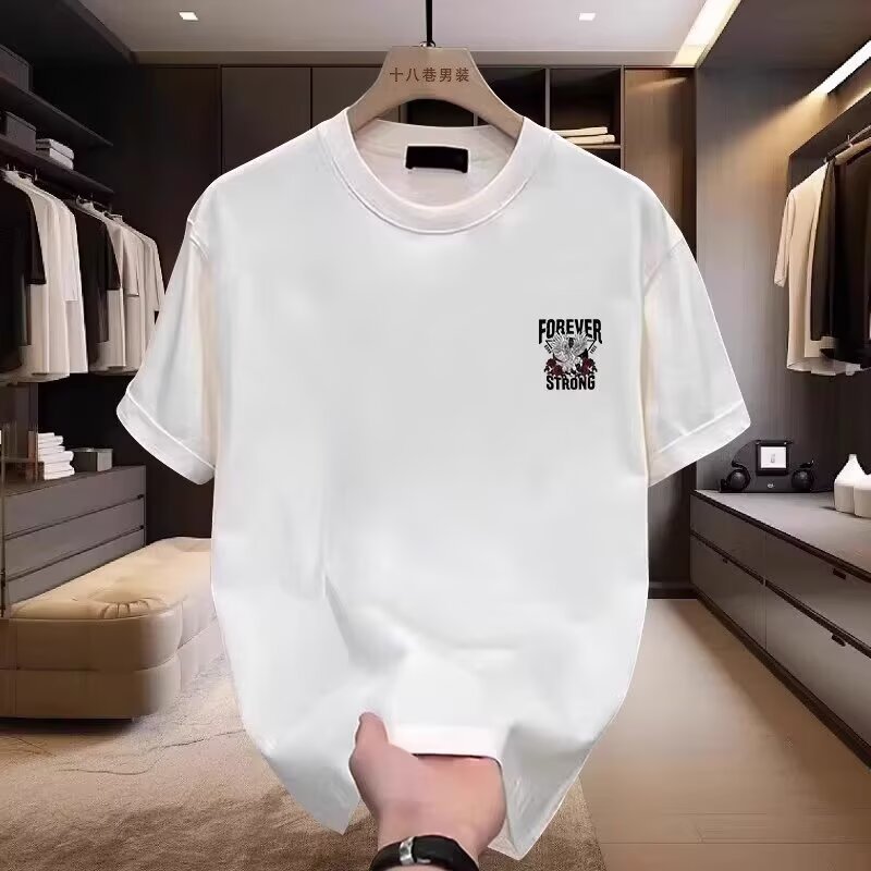 20262025เสื้อยืดแขนสั้นสไตล์ใหม่ผู้ชาย ins Street Wear ยุโรปอเมริกันสไตล์ฮิปฮอปรอบคอ Bottoming เสื้อ