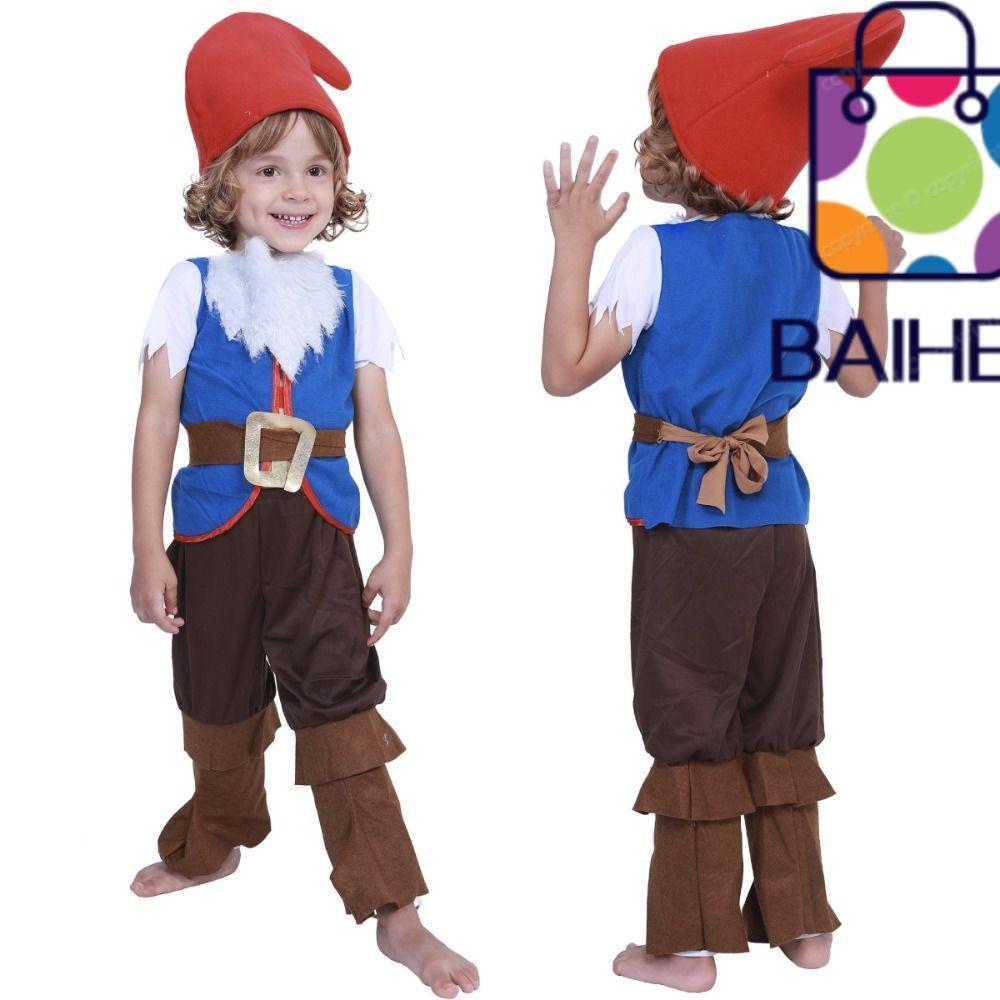 BAIHEE Seven Dwarfs Gnome ชุดคอสเพลย์ เหมาะสำหรับเด็ก ชุดคริสต์มาสElfและDwarf
