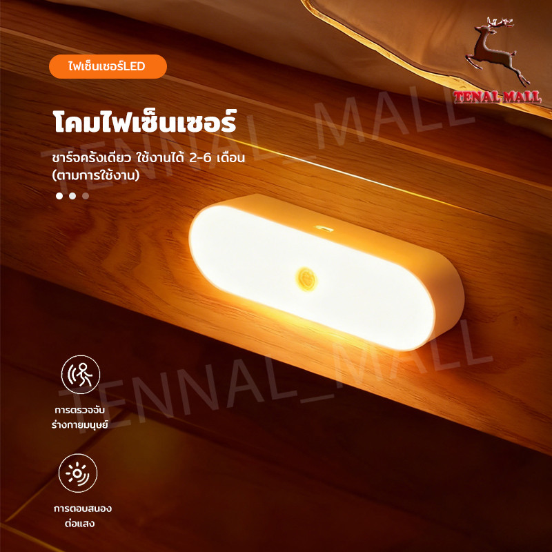 💡ไฟเซ็นเซอร์ โคมไฟหัวเตียง หลอดไฟอัจฉริยะ ไฟกลางคืน ไฟLED ไฟบันได ไฟห้องน้ำ ชาร์จผ่านusb