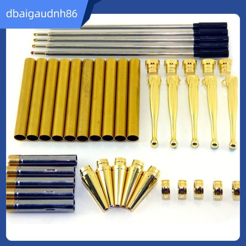 READY STOCKX 5 Woodturning Fancy Slimline Pen Kit Set Gold Finish, Twist กลไก