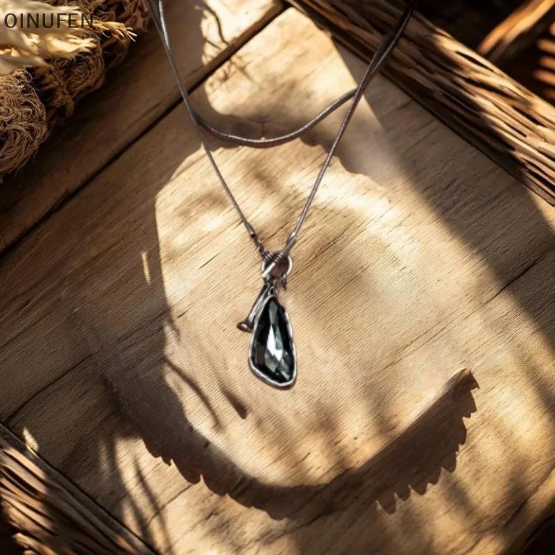 ONU ใหม่สร้อยคอยาวหญิงฤดูหนาวเสื้อกันหนาวคริสตัลไม่สม่ําเสมอจี้ Charms สร้อยคอ Choker สําหรับผู้หญิง