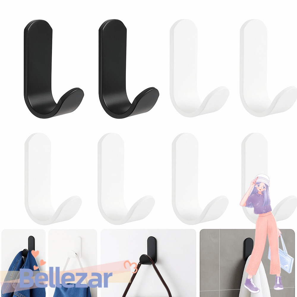 BELLEZAR 5 ชิ้น Wall Organizer Hook, J-hook Design Strong กาวแขวน,คุณภาพสูงกันน้ํากาวอเนกประสงค์แขวน