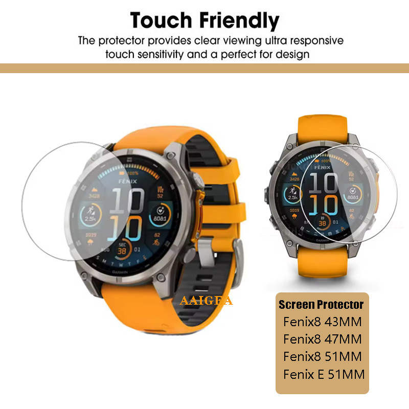 HD Anti-Scratch กระจกนิรภัยสําหรับ Garmin Fenix 8 43 มม./47 มม./51 มม.Fenix8 FenixE ป้องกันหน้าจอฟิล