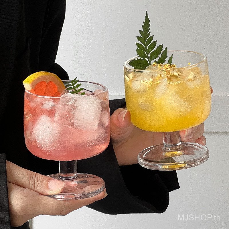 [คลังสินค้าพร้อม] MJSHOP แก้วน้ำแก้วสูงแก้วเครื่องดื่มน่ารักร้านกาแฟนม