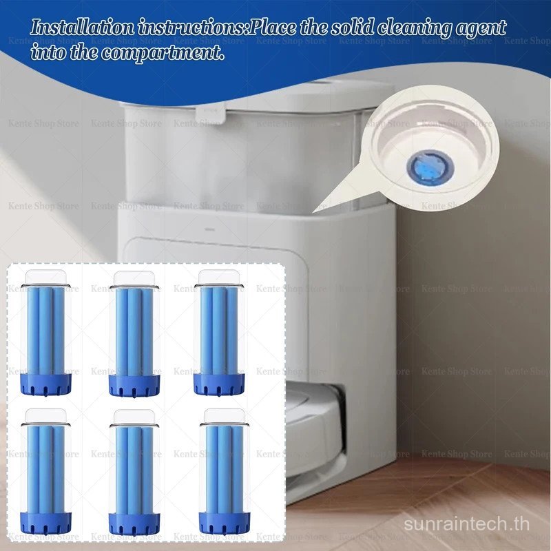 Blue Solid Floor Cleaner สําหรับ Ecovacs DEEBOT N30 OMNI/ N30 Pro OMNI - 30 วัน Freshness ชิ้นส่วนเค