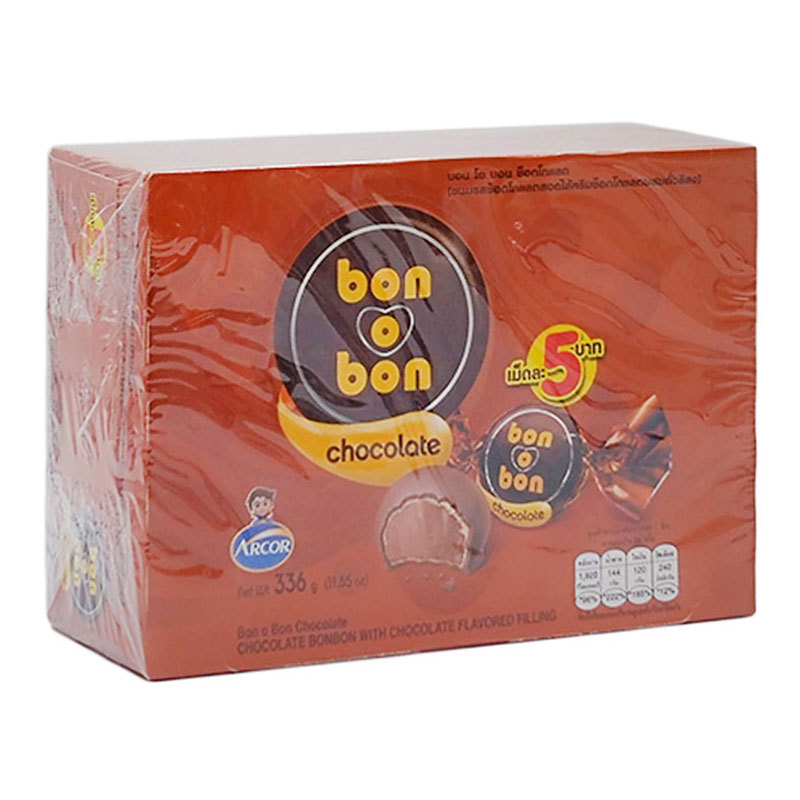 บอนโอบอน ช็อกโกแลตสอดไส้ครีมช็อกโกแลตผสมถั่วลิสง 14 ก. 24 ชิ้น (BON O BON Chocolate with Peanuts 14 