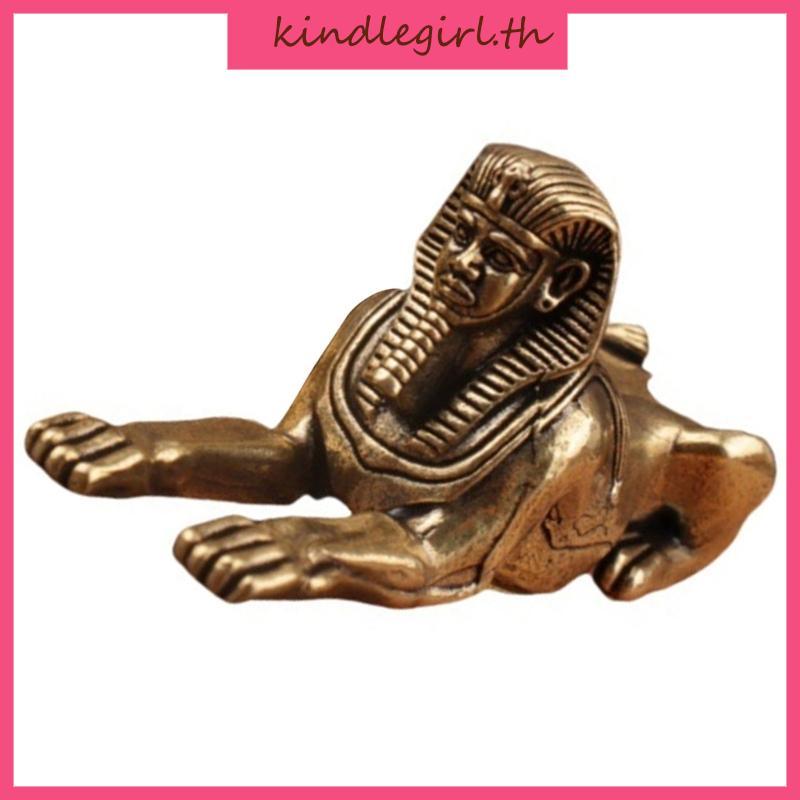 KING Egyptians Styles Sphinx รูปปั้นรูปแกะสลักทองเหลือง Sphinx รูปแกะสลักวัตถุตกแต่ง
