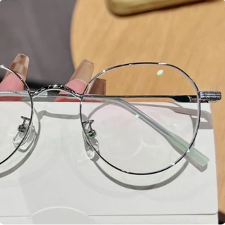 👓แว่นสายตาสั้น👓 -25~425° แว่นป้องกันแสงสีฟ้า กรอบแว่นทรงกลม ตาแฟชั่นผู้ชายและผู้หญิง 1055