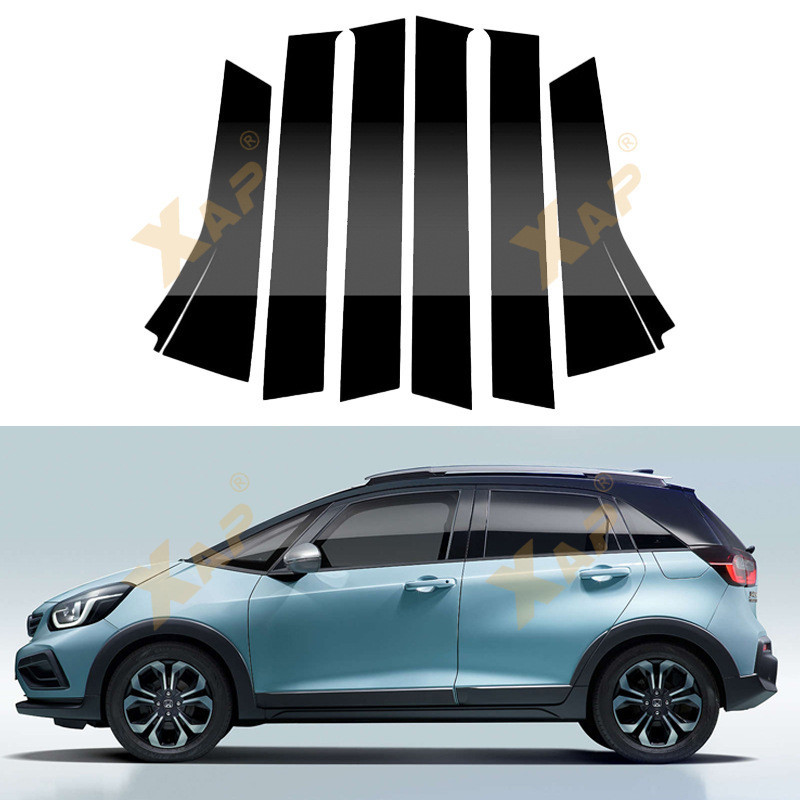 พิเศษสําหรับ Honda Fit Jazz 2014-2020TPU โปร่งใสสีดําสดใสหน้าต่างด้านนอก BC คอลัมน์ฟิล์มป้องกัน