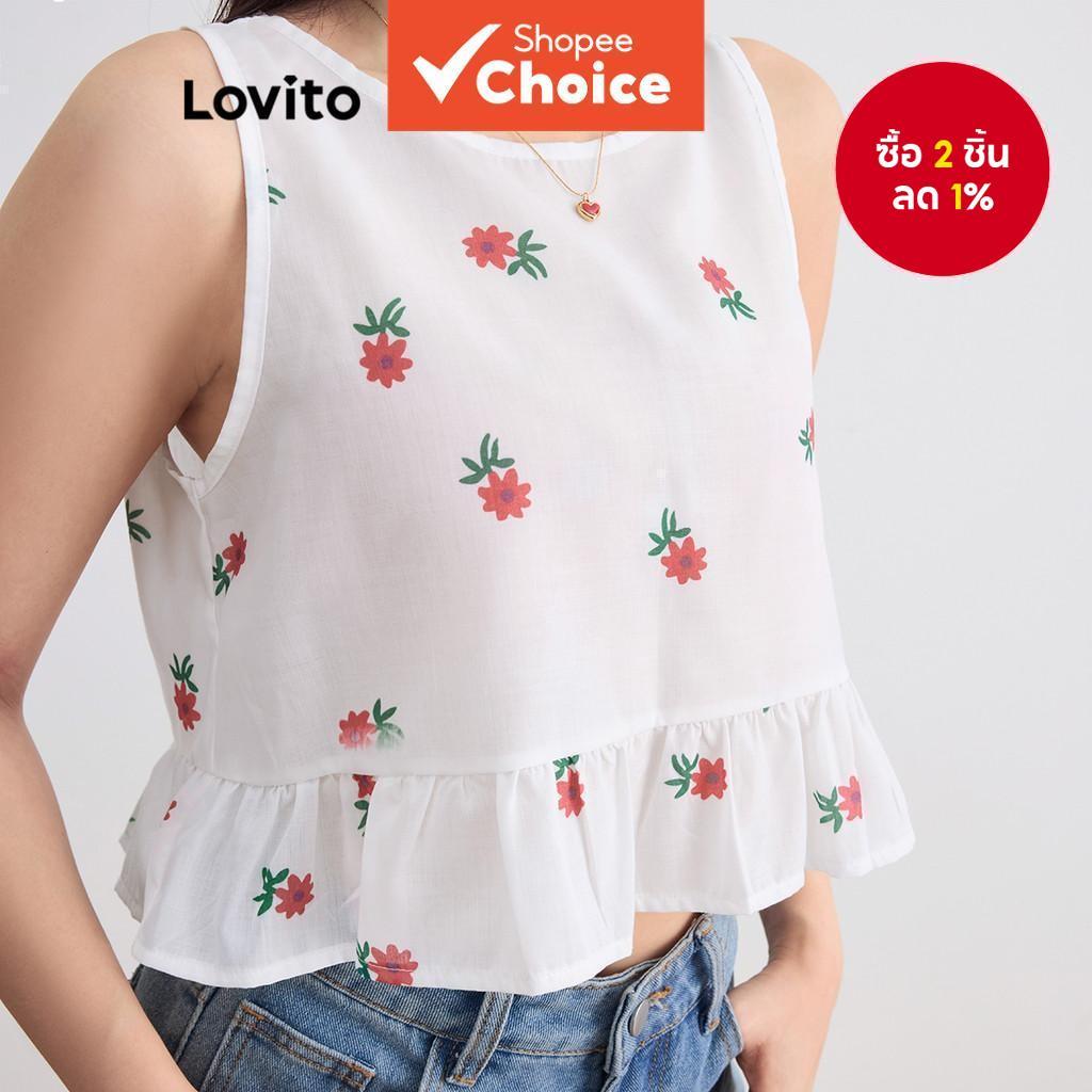 B105-OCT24-B-2-เสื้อกั๊กลายดอกไม้เล็กสุภาพสตรี Top-TKB105MD135