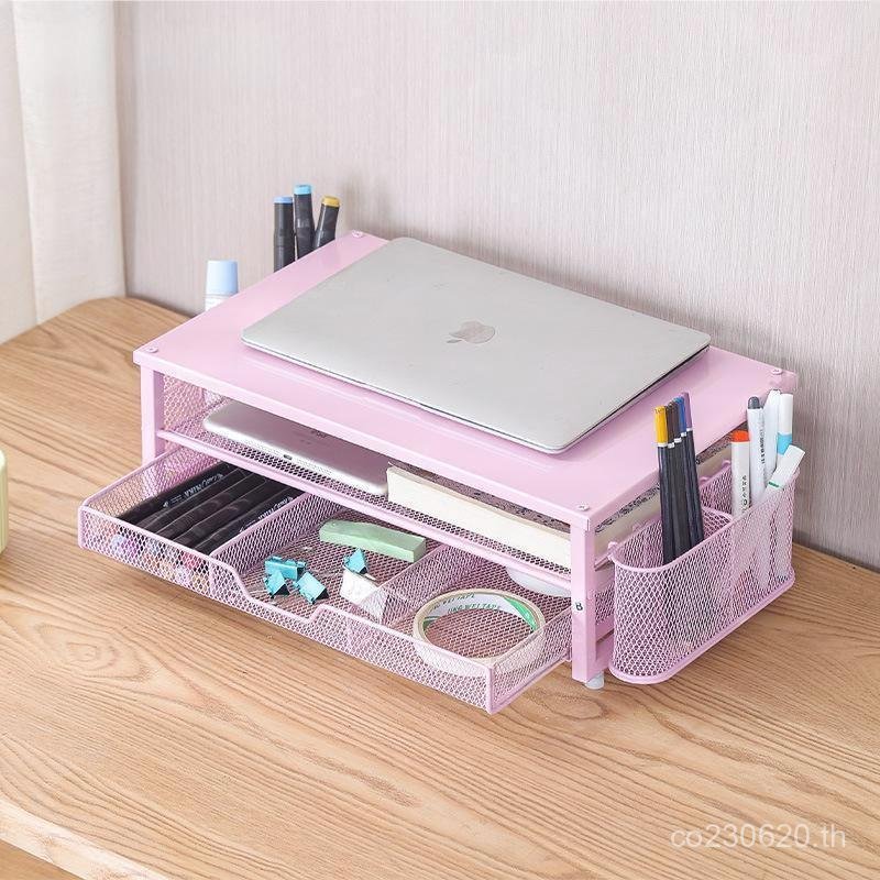 ฐานตารางสํานักงานชั้นเก็บของสองชั้นเพิ่มความสูงเดสก์ท็อปเสื่อชั้นวางจอแสดงผลดึงออกคอมพิวเตอร์ GRT