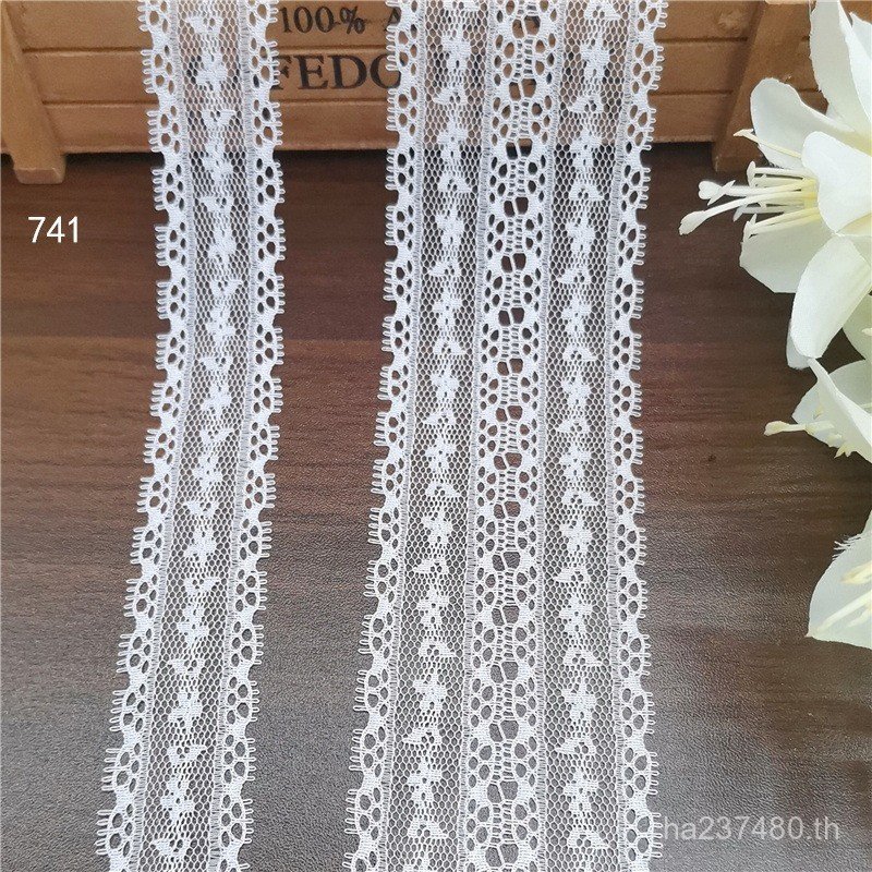 โบว์ลูกไม้ริบบิ้นผ้าพันคอบาง 5.5 ซม.ลูกไม้ริบบิ้น diy ลูกไม้ยืดหยุ่นฟรีเสื้อผ้า 2.7 ซม.อุปกรณ์เสริม 