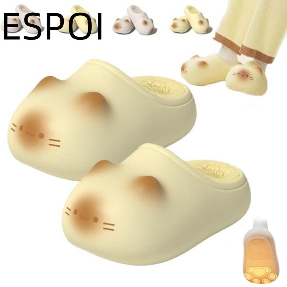 [ESPOI]รองเท้าแตะแมวน่ารัก แบบปิดนิ้วเท้า เพิ่มความสูง ใช้ได้ทั้งกลางแจ้งและในบ้าน