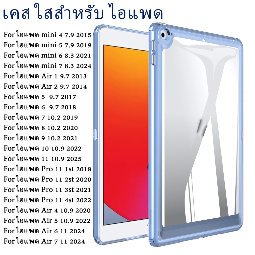 เคสใสแบบกันกระแทก สำหรับ ไอแพด mini 4/5/6/7 Air1,2/Gen5/6/Gen7/8/9/Gen10/11/Air4/Air5/Air6/Air7/Pro 11 ราคา ถูกที่สุด ดีลบีเคเค