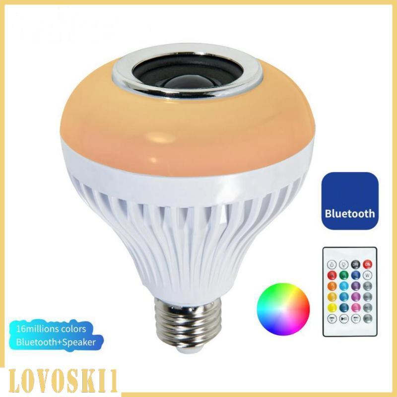 [Lovoski1] 5-7W LED RGB Speaker Bulb Light Dimmable Music Lamp Night 0V พร้อมรีโมทคอนโทรล, E27 Screw