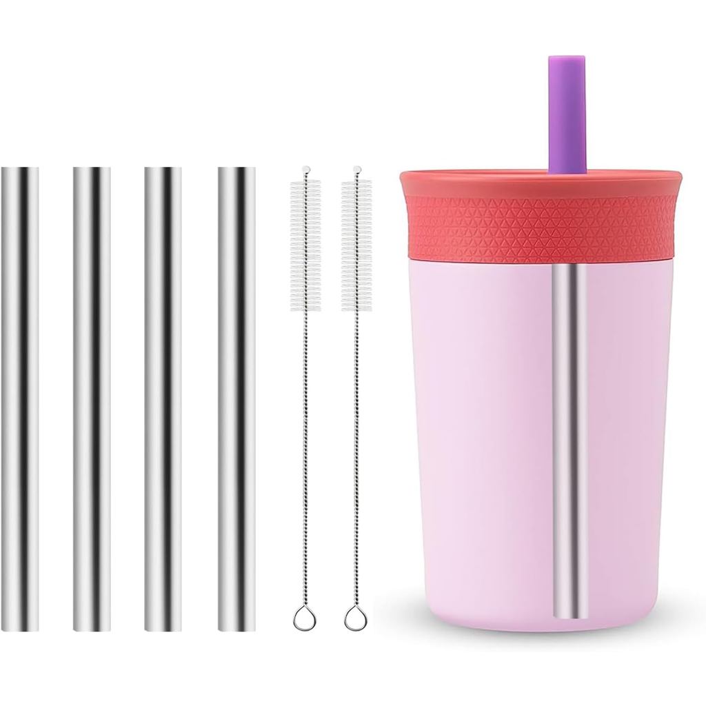 เปลี่ยนหลอดโลหะสําหรับ Owala 12 ออนซ์อุปกรณ์เสริมขวดน้ําสําหรับเด็ก, พร้อม 2 หลอดทําความสะอาด, หลอดส