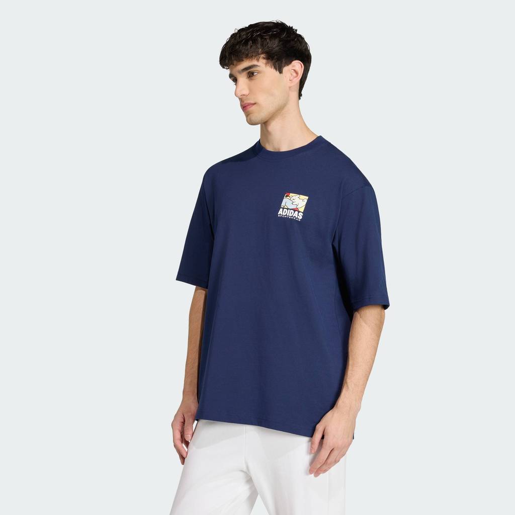 adidas ไลฟ์สไตล์ เสื้อยืดพิมพ์ลาย ANIMAL POP BIKE ผู้ชาย สีน้ำเงิน KE4338